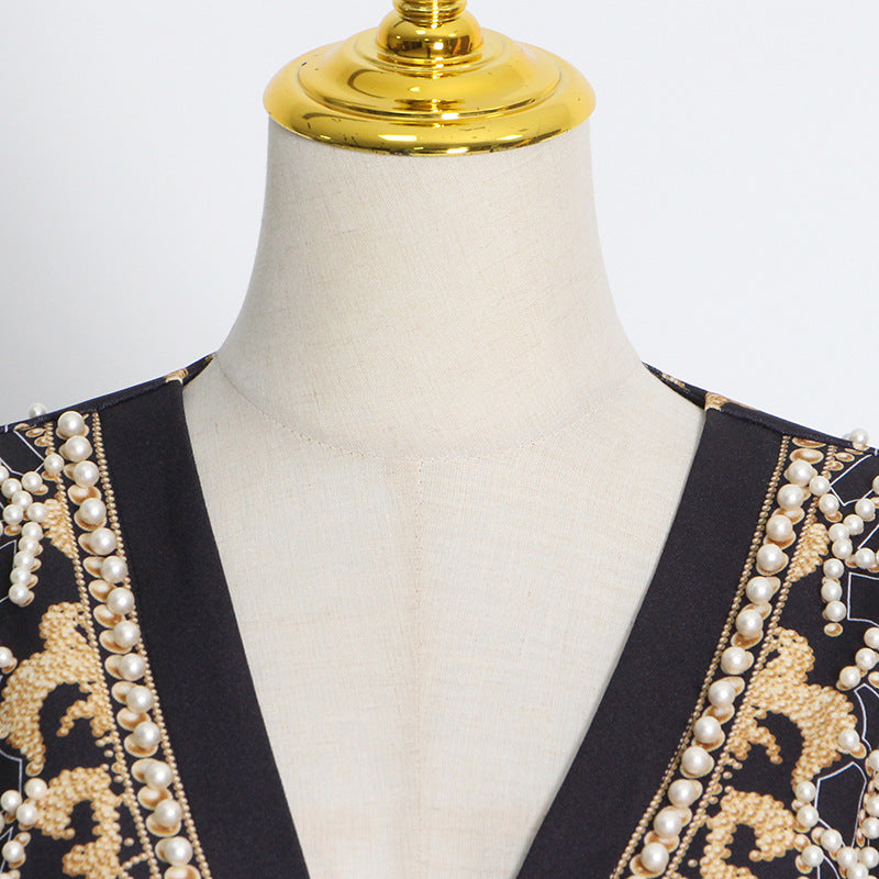 Blazer mit V-Ausschnitt und Bubble-Beads-Print