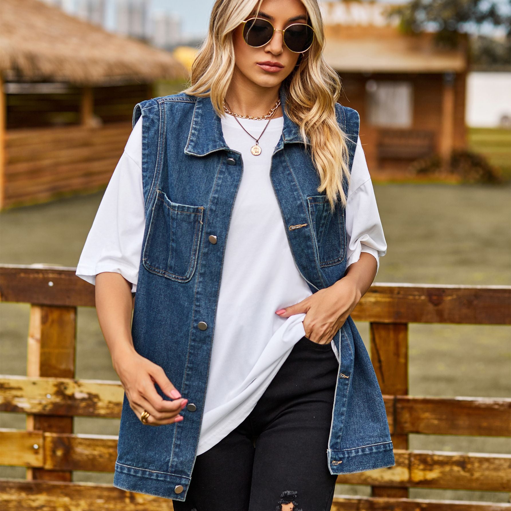 Casual Denim Waistcoat