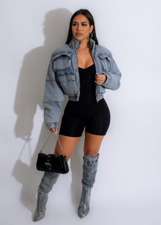Jeans-Baumwolljacke mit funktionellen Taschen