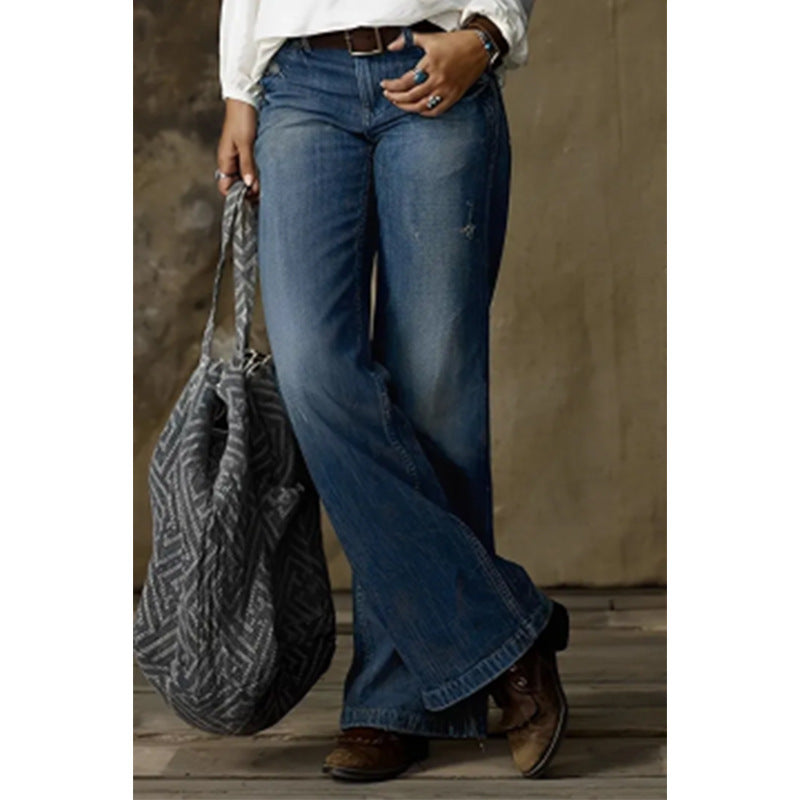 Retro Wide Leg Casual Jeans for Women