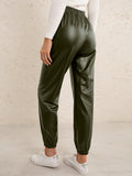 Casual Faux Leather Biker Pants for Women