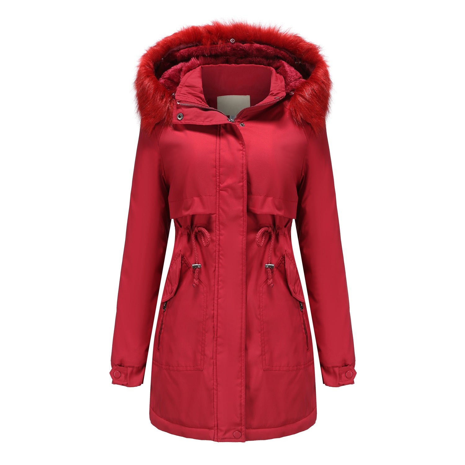 Steppparka mit abnehmbarem Pelzkragen