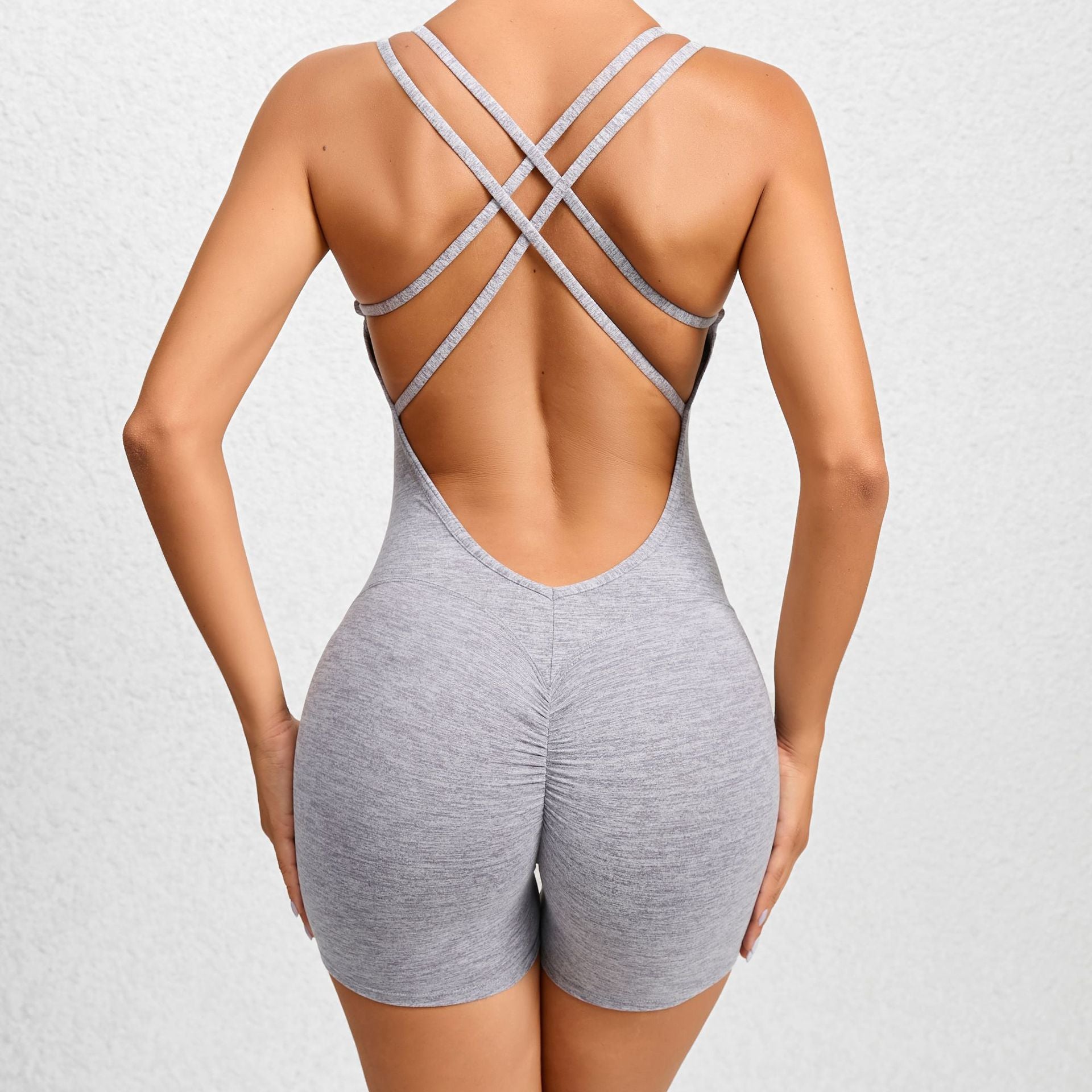 Pantalon de yoga plissé pêche pour femme