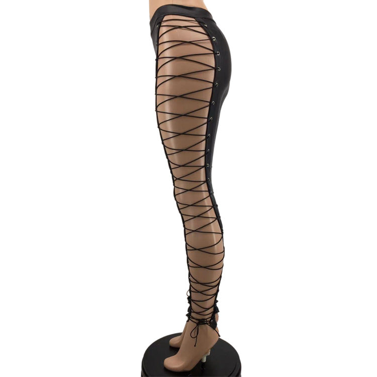 Slim Criss Cross Strap Casual Pants