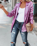 Sequin Collared Casual Loose Blazer
