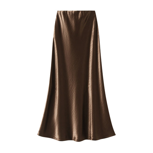 Elegant Pleated Satin Fishtail Skirt