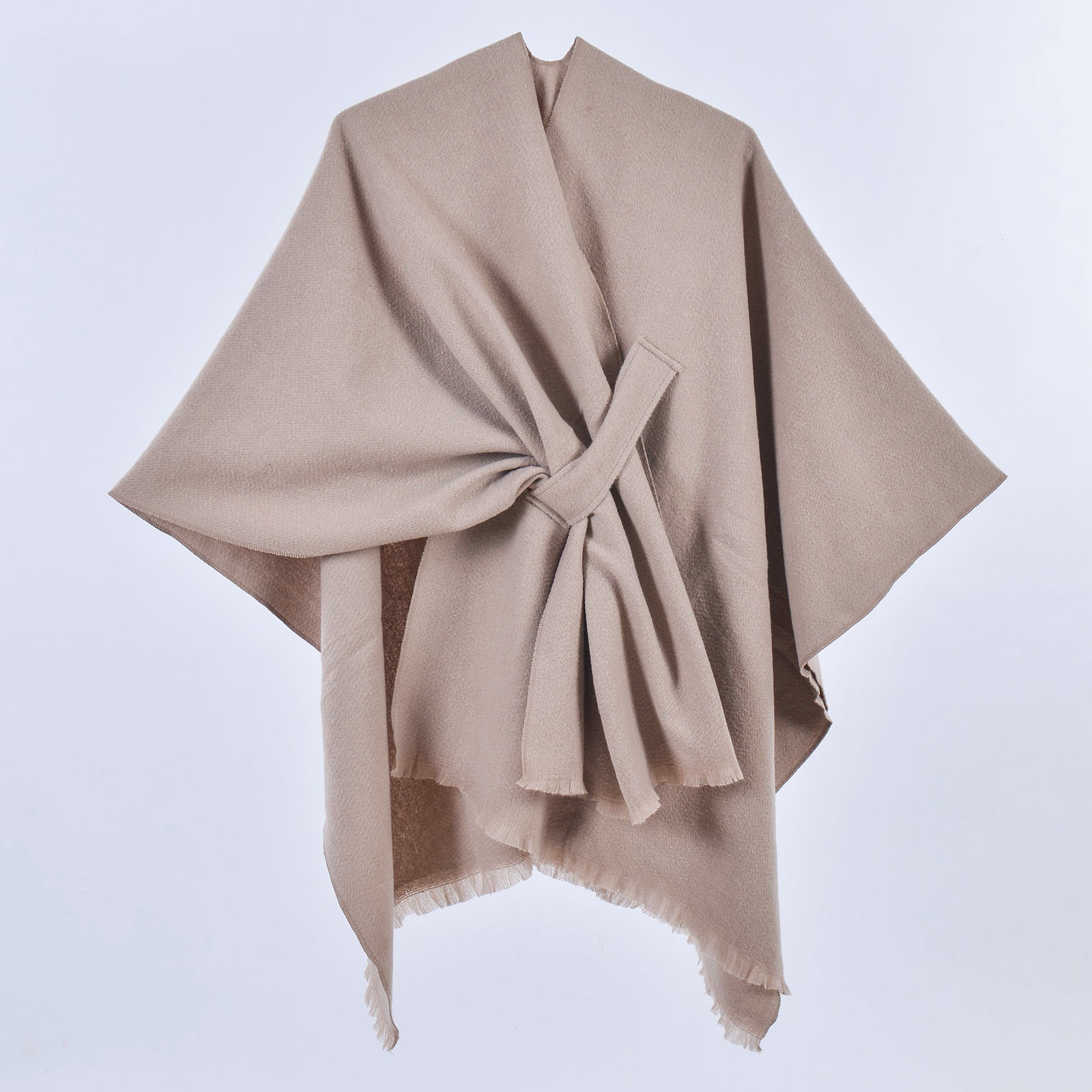 Monochrome Tassel Strap Shawl Camel