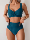 Bikini-Badeanzug mit hohem Bund und Schlitz