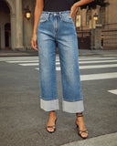 Retro High Waist Elastic Straight Jeans