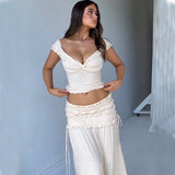 Cropped Vest and French Pleated Skirt Set