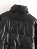 Veste en cuir à col montant