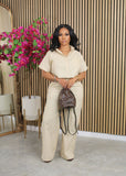 Linen Short Sleeve Two-Piece Office Set