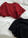 Letter Graphic Embroidered Short Sleeve T-Shirt for Women
