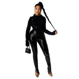 Light Faux Leather Pile Pants for Women