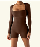SculptFit Ballet-Style Slim Long Sleeve Yoga Romper
