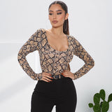 Leopard Print Long Sleeve Jumpsuit for Plus Size