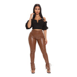 Tight Fit Flared Leather Pants