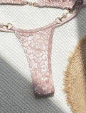 Maillot de bain bikini à bretelles en T motif léopard perlé