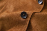 Mid-Length Suede Loose Blazer in Brown