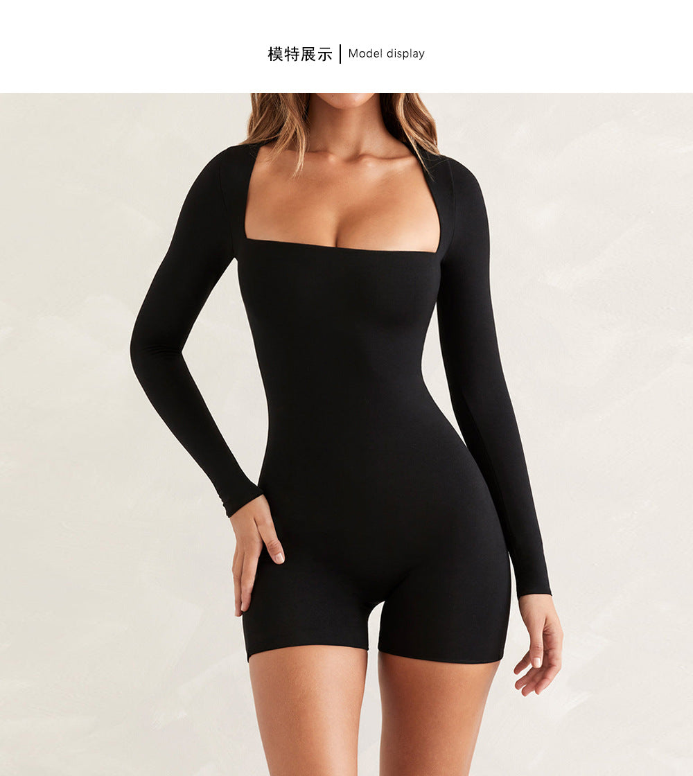 SculptFit Ballet-Style Slim Long Sleeve Yoga Romper