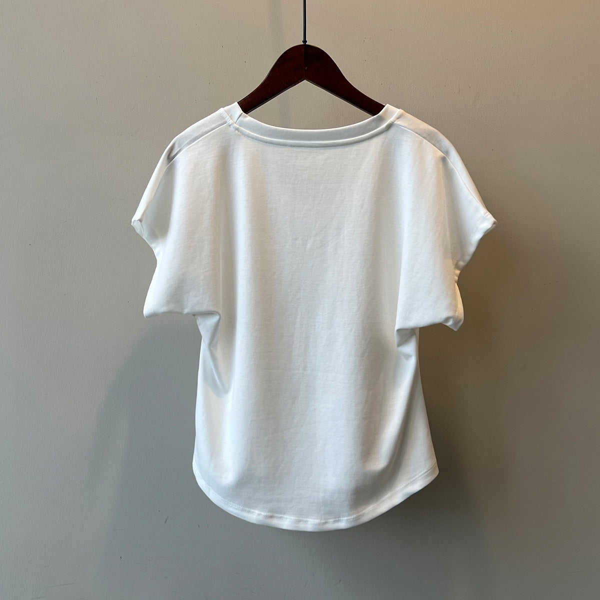 3D U-Neck Short Sleeve Wide-Sleeve Slimming T-Shirt for Women