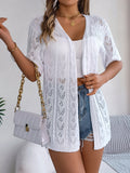 Cardigan tricoté à manches courtes et découpes HollowOut
