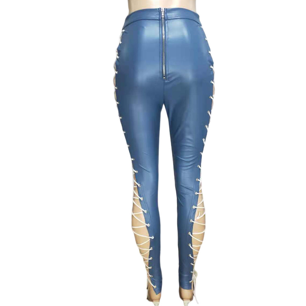 Slim Criss Cross Strap Casual Pants