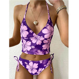 Sexy Bikini-Set mit Blumen-Ausschnitt und hoher Taille