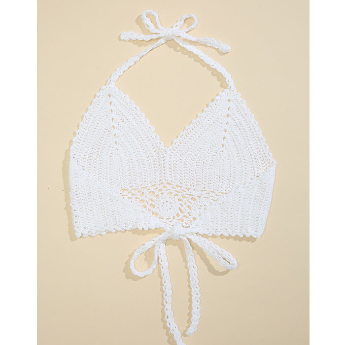 Handgehäkeltes Neckholder-Bikinioberteil mit freiem Rücken