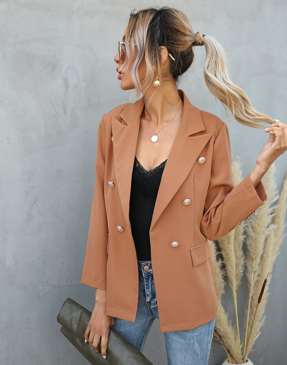 Langer Casual-Büroblazer für Damen