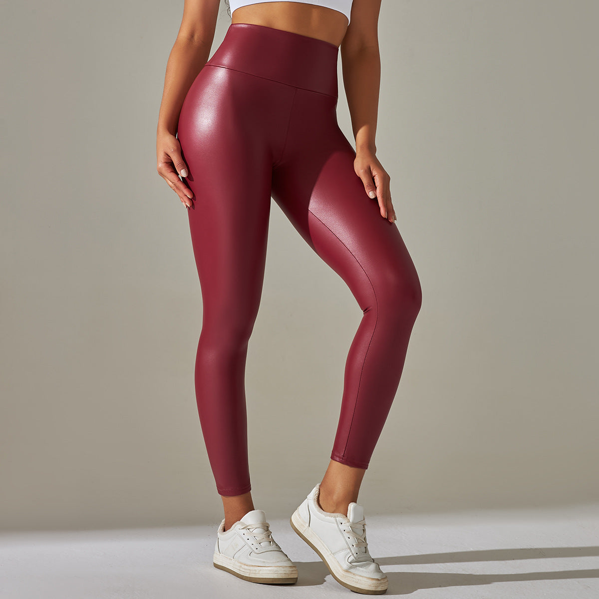 High Waist Faux Leather Leggings for Women