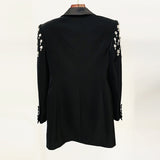 Handmade Beaded Diamond Long Blazer