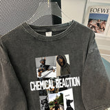 Retro Washed Pure Cotton Short Sleeve Loose T-Shirt for Women