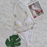 Bikini mit Schlangenmuster und bronzefarbenem Kristall