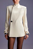 Satin Single Breasted Long Sleeve Coat