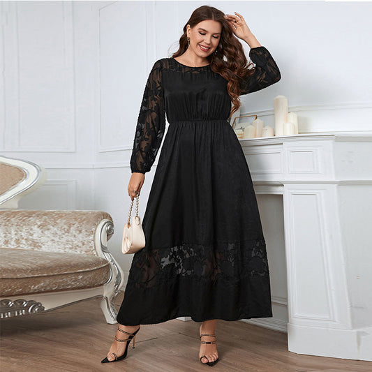 Plus Size Lace Over-the-Knee Maxi Dress