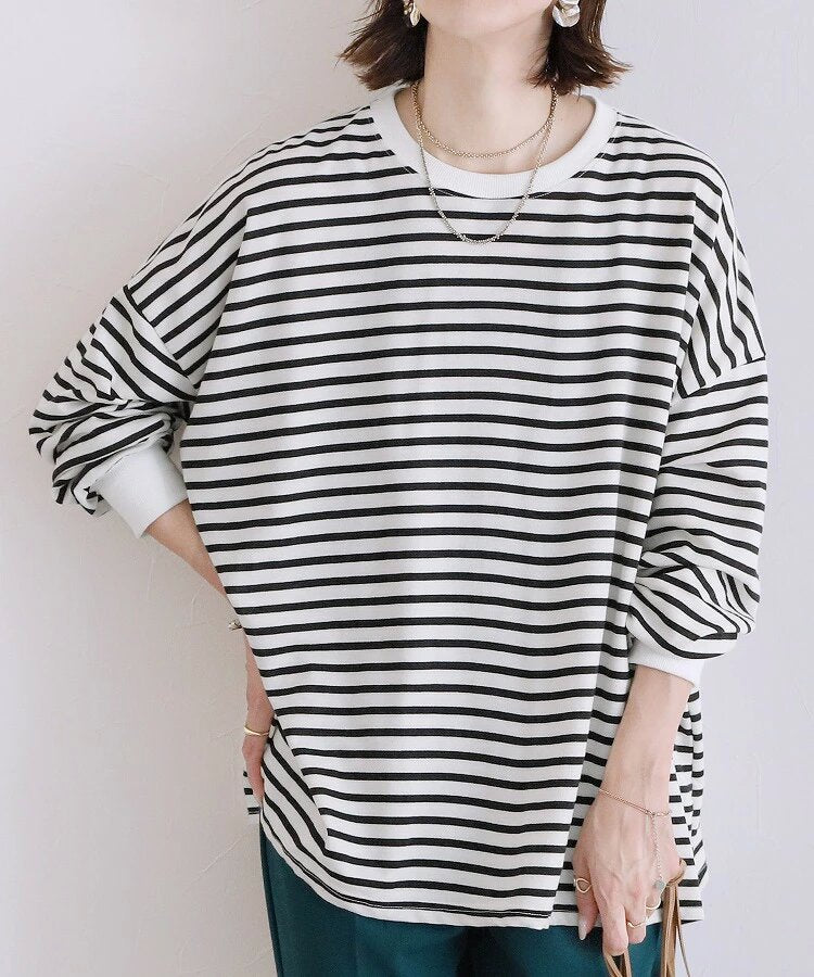 Sweat-shirt oversize en coton rayé pour femme