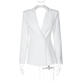 Backless Slim Fit Long Sleeve Blazer