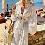 Bohemian Puff Sleeve Cardigan Skirt Set