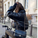 Veste en cuir à col montant