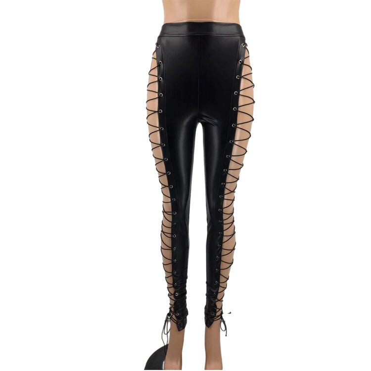 Slim Criss Cross Strap Casual Pants