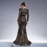 Robe de soirée cocktail queue de poisson à paillettes haut de gamme