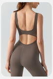 Combinaison de yoga sans manches à col en U pour femme