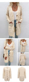 Langer Zopfmuster-Cardigan mit Knöpfen