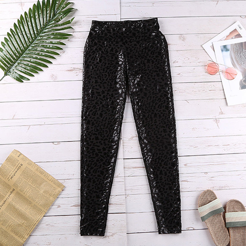 Tight Fit Animal Print Leather Pants for Women