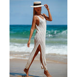 Rückenfreies gestricktes Maxi-Strandkleid