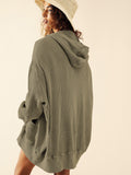 Damen Reißverschluss-Cardigan mit Kapuze, langer Mantel – gemütliche Oberbekleidung für Zuhause