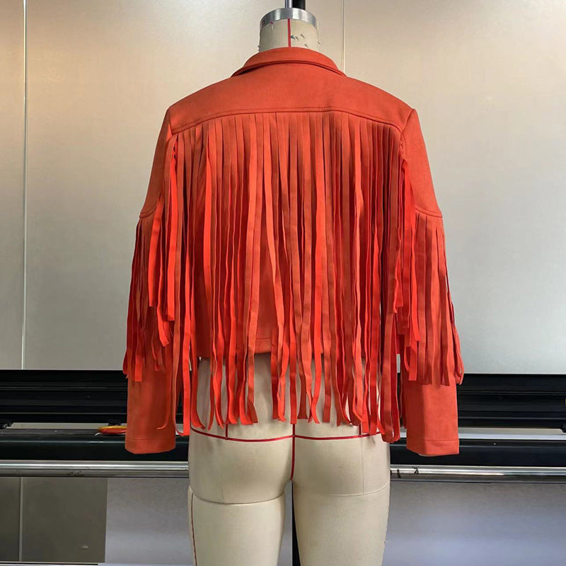 Schicke Wildlederjacke mit Quaste für Damen