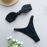 Maillot de bain bikini tube sexy de couleur unie