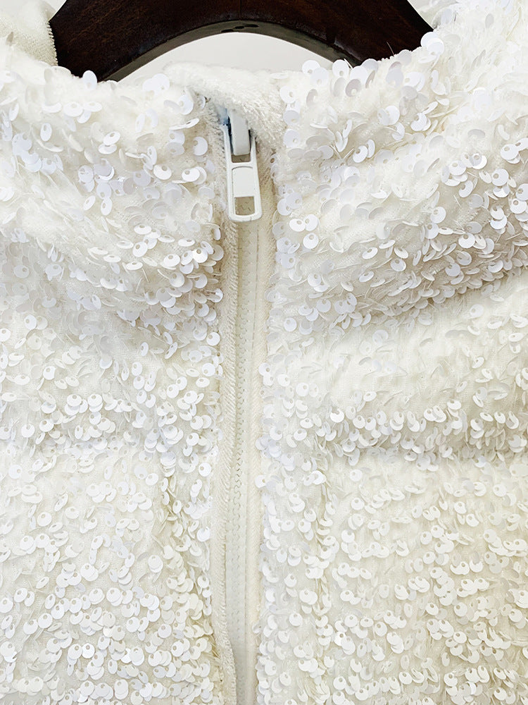 Winter Star Bling Velvet Sequined Down Jacket – Luxe & Glamorous